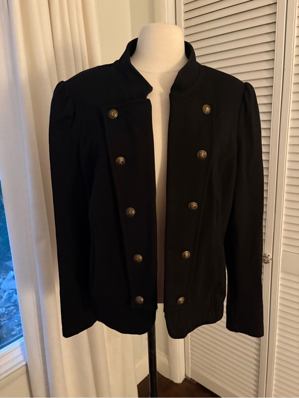 Tommy Hilfiger Black Double-Breasted Military Blazer